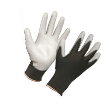 White Grey Black Knit Nylon PU Gloves